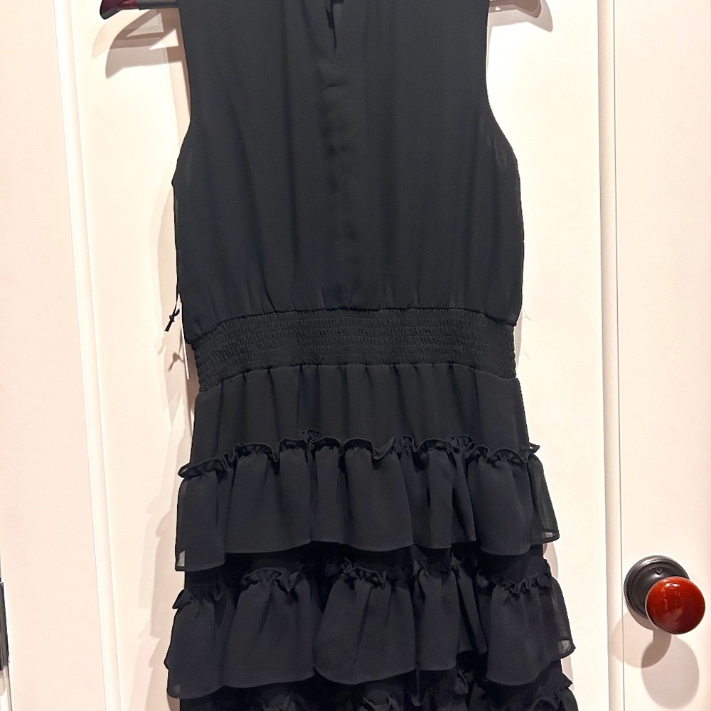 1 State Mock Neck Tiered Ruffle Dress